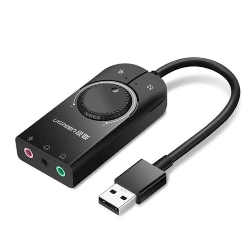UGREEN USB External Stereo Sound Adapter 15cm (Black) CM129 — Изображение №1 UGREEN USB External Stereo Sound Adapter 15cm (Black) CM129 — Изображение №1