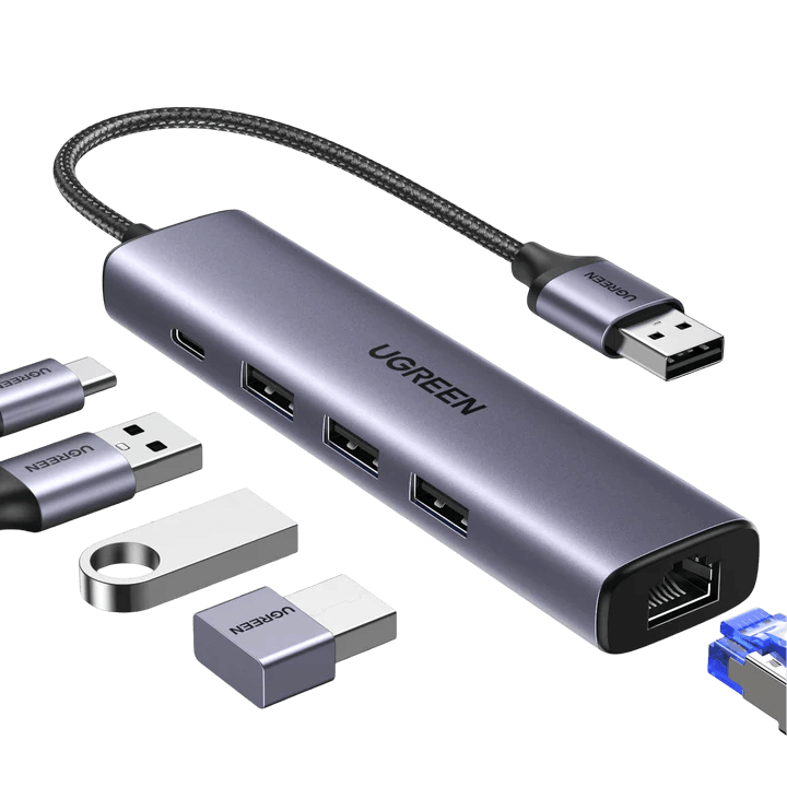 UGREEN USB 3.0 to 3×USB 3.0 + RJ45 Gigabit Ethernet Adapter CM475 — Изображение №1