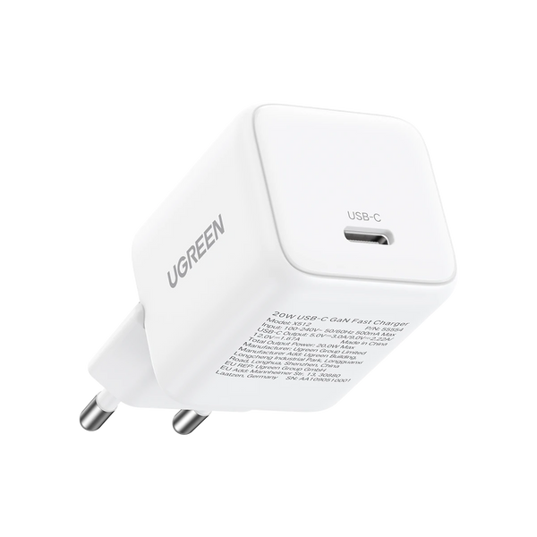 UGREEN 20W USB-C GaN Fast Charger EU White X512 — Изображение №1
